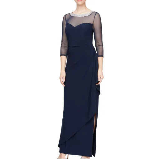 Rhinestones Midi Evening Dress