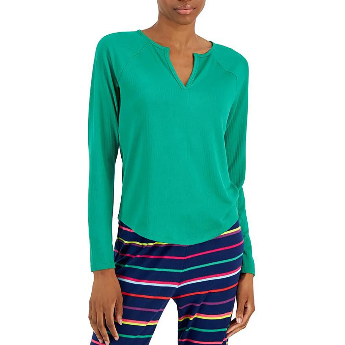 Ribbed Knit Nightwear Sleep Shirt