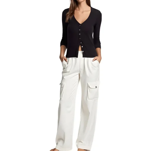 Ribbed Modal Button-Down Top