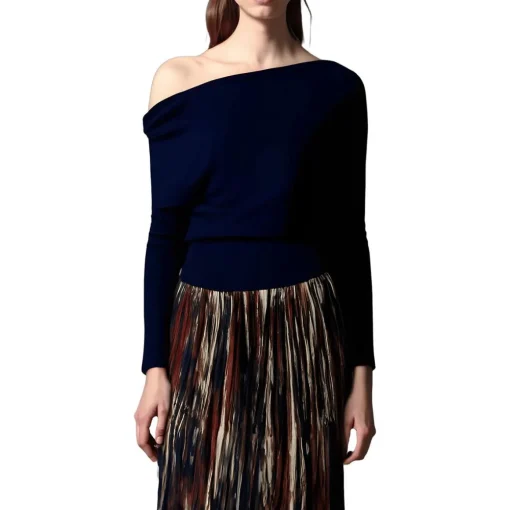 Ribbed Trim Knit Pullover Sweater