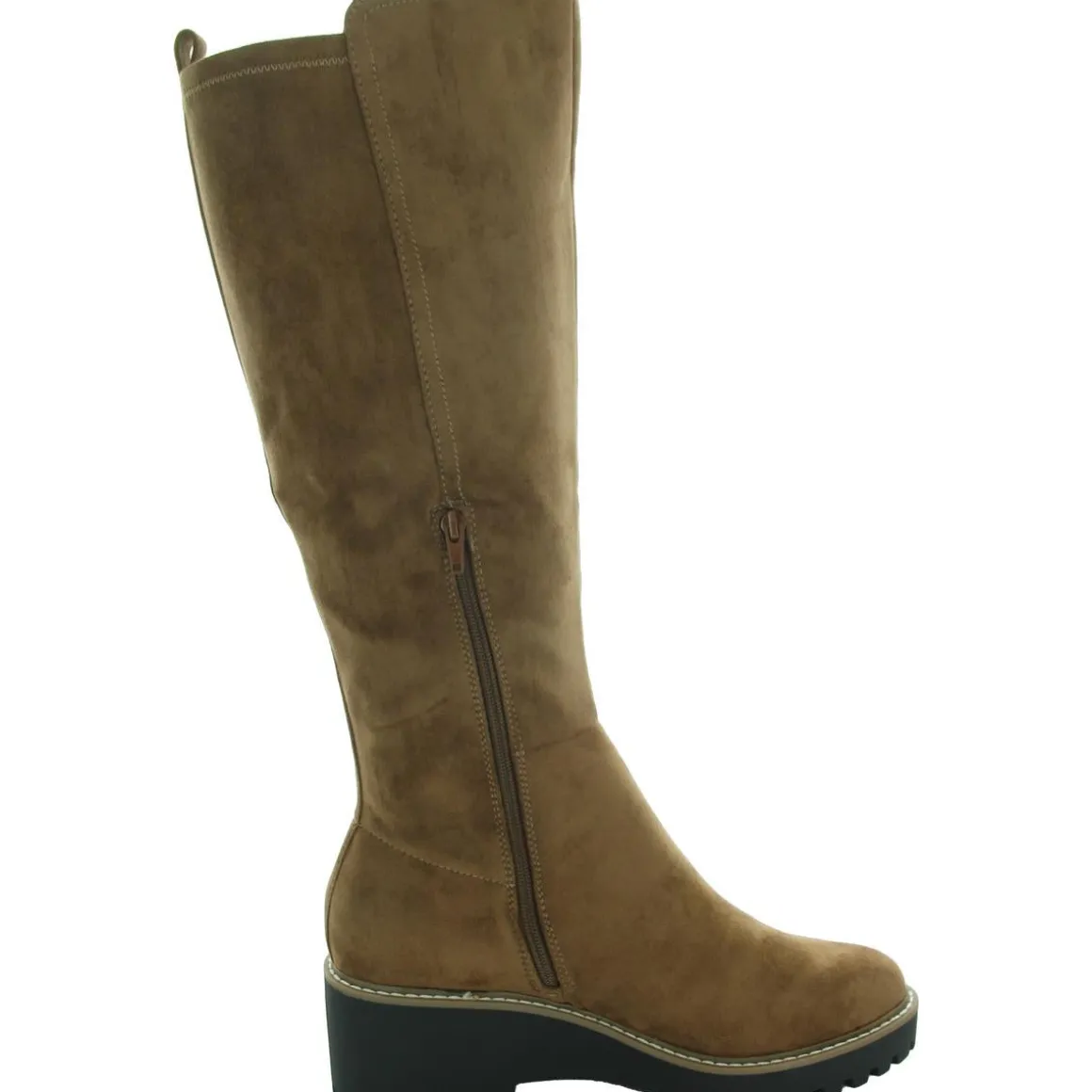 Risky Faux Leather Lug Sole Knee-High Boots