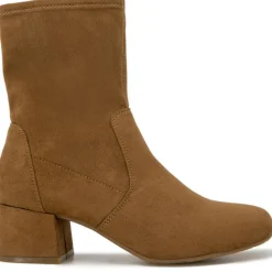 Road Stretch Faux Suede Block Heel Ankle Boots