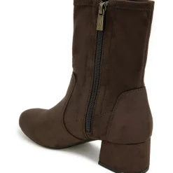 Road Stretch Faux Suede Block Heel Ankle Boots