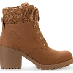 Romina Knit Ankle Combat & Lace-up Boots