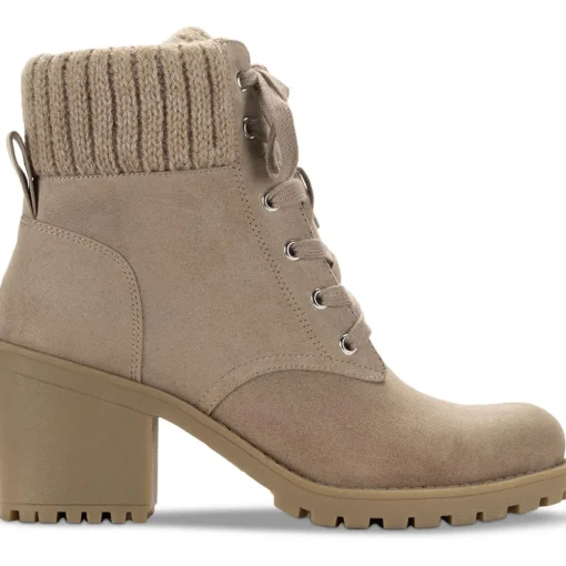 Romina Knit Ankle Combat & Lace-up Boots