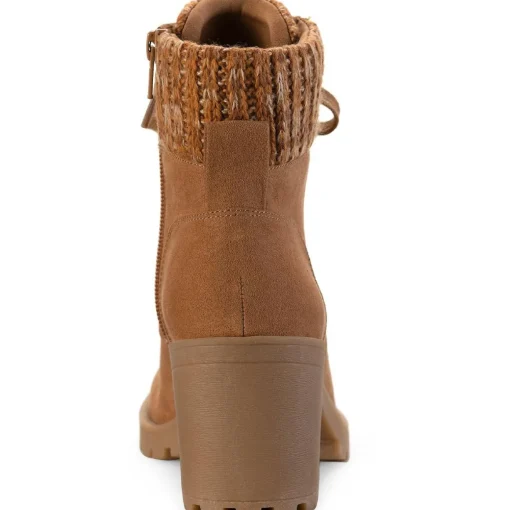 Romina Knit Ankle Combat & Lace-up Boots