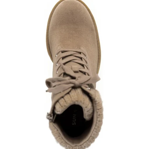 Romina Knit Ankle Combat & Lace-up Boots