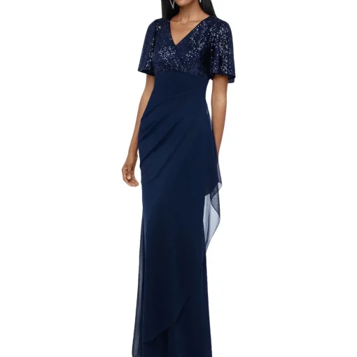Ruched Long Evening Dress