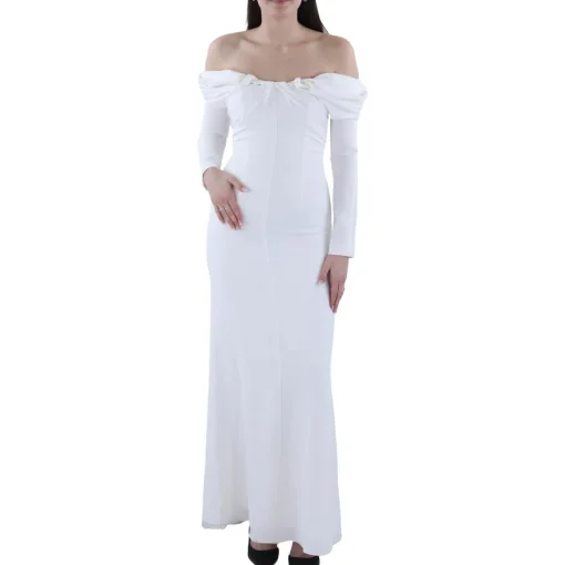 Ruffled Crepe Evening Dress