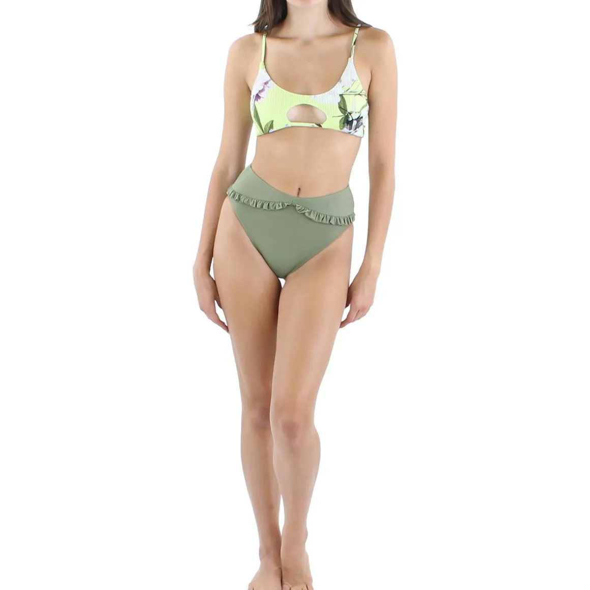Ruffled High Leg Swim Bottom Separates