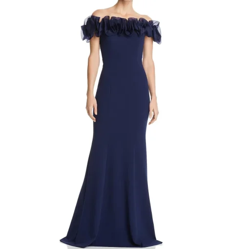 Ruffled Off The Shoulder Full Length Gown