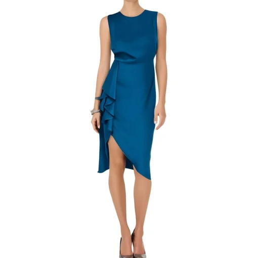Ruffled Satin Midi Dress