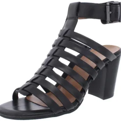 Sami Leather Ankle Strap Block Heels