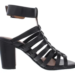 Sami Leather Ankle Strap Block Heels