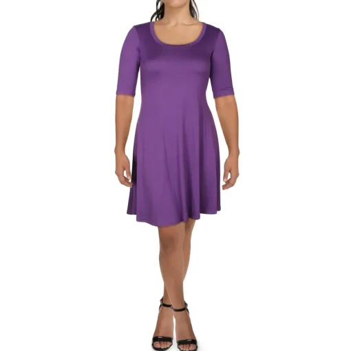 Scoopneck Elbow Sleeve Maternity Dress