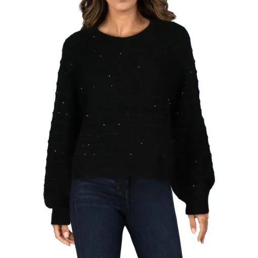 Sequined Knit Crewneck Sweater