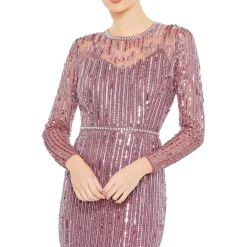 Sequined Long Sleeves Evening Dress
