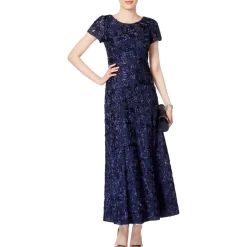 Sequined Rosette Evening Dress