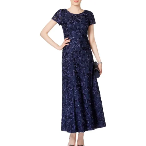 Sequined Rosette Evening Dress