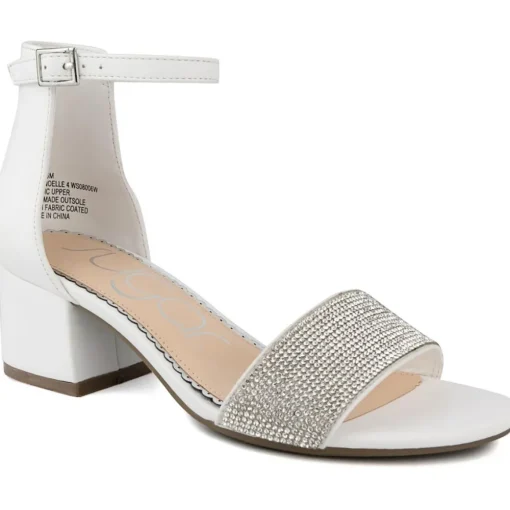 SGRNOELLE4 Faux Suede Rhinestone Block Heel