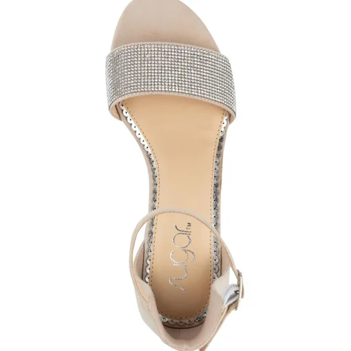 SGRNOELLE4 Faux Suede Rhinestone Block Heel