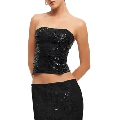 She's All That Sequined Strapless Cropped