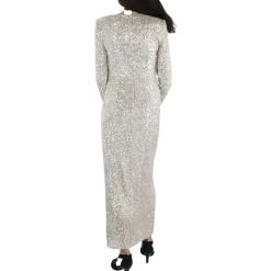 Shoulder Pads Sequined Evening Dress