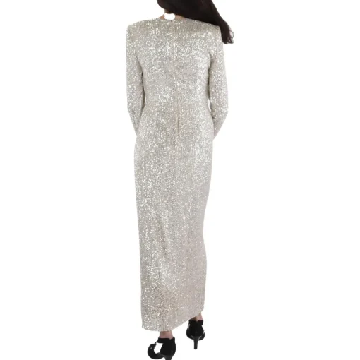 Shoulder Pads Sequined Evening Dress