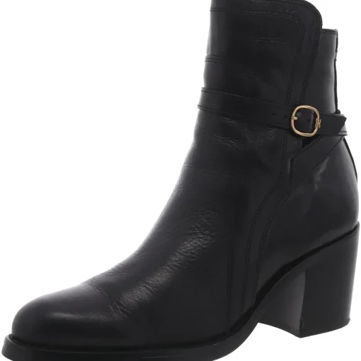 Simona Leather Block Heel Ankle Boots
