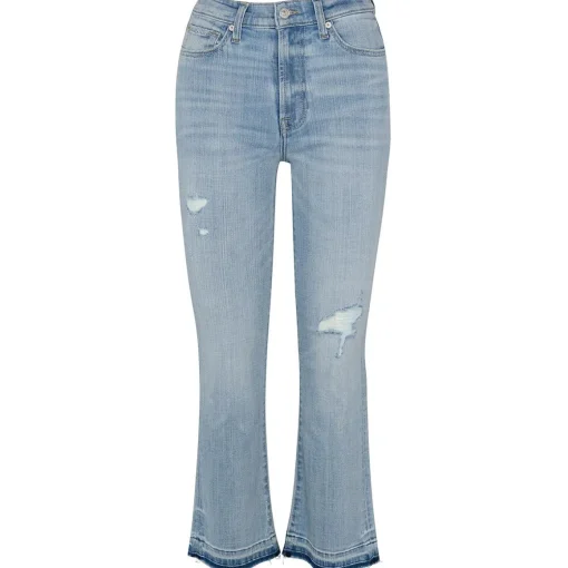 Slim Kick Distressed Denim Bootcut Jeans