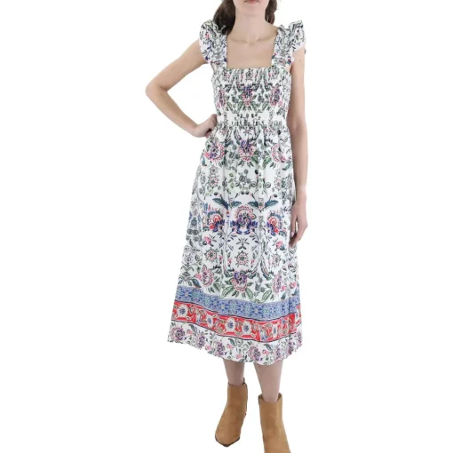 Smocked Cotton Midi Dress