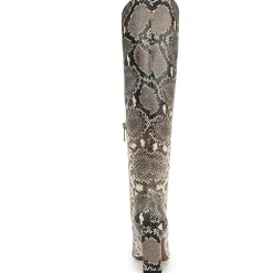 Snake Print Knee-High Boots