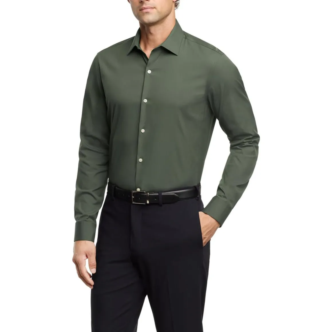 Solid Cotton Button-Down Shirt