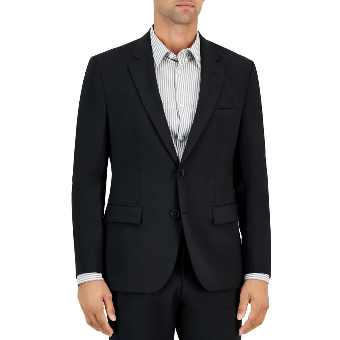 Solid Wool Two-Button Blazer
