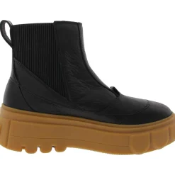 Stretch Faux Leather Chelsea Boots