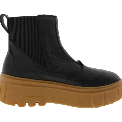 Stretch Faux Leather Chelsea Boots