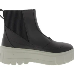 Stretch Faux Leather Chelsea Boots