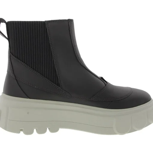 Stretch Faux Leather Chelsea Boots