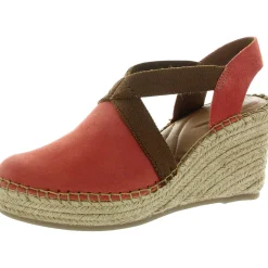 Stretch Leather Wedge Sandals