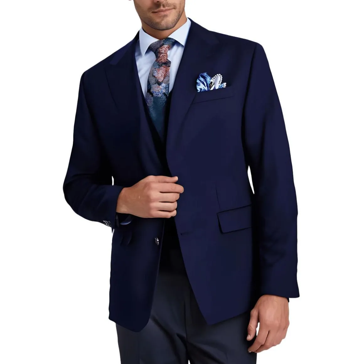 Stretch Wool Two-Button Blazer