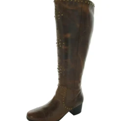 Studded Leather Knee-High Boots