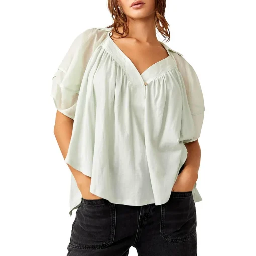 Sunray Oversized V-Neck Pullover Top