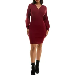 Surplice Above Knee Sweaterdress