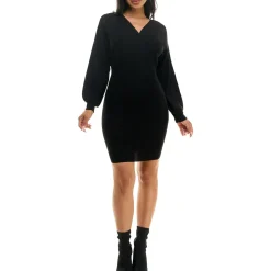 Surplice Above Knee Sweaterdress
