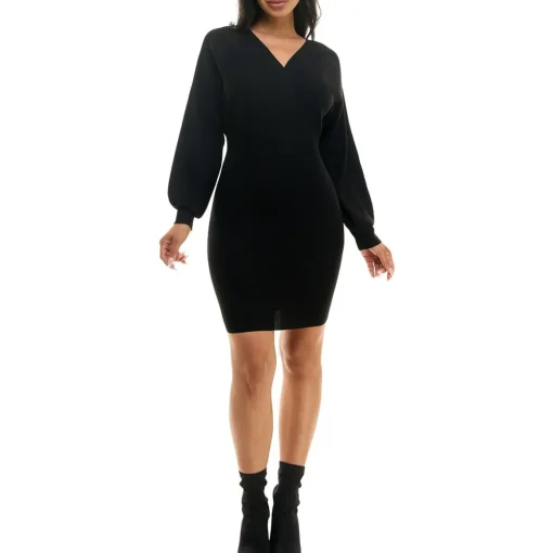 Surplice Above Knee Sweaterdress