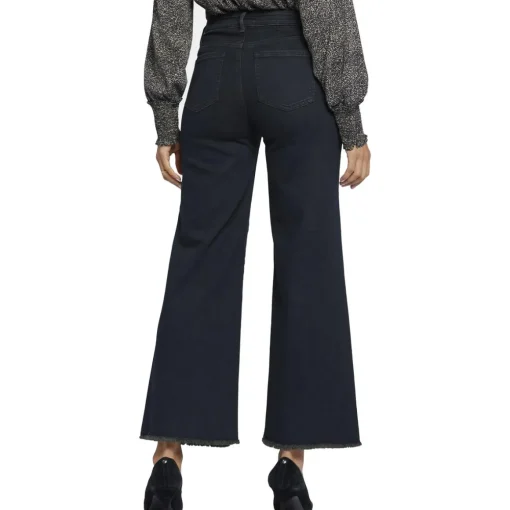Teresa Frayed Hem Denim Wide Leg Jeans