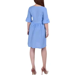 Textured V-Neck Shift Dress