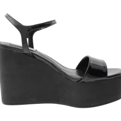 Timeout Textured Patent Wedge Sandals