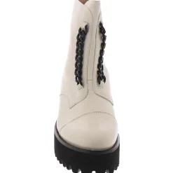 Twin Chain Chain Leather Ankle Boots