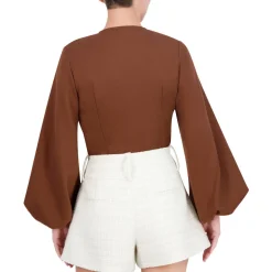 Twist front Linen Blend Cropped